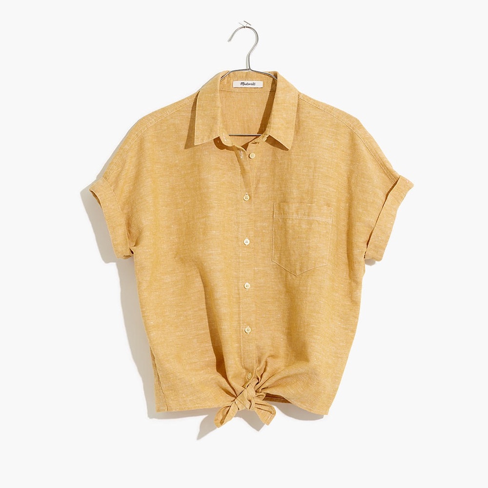 Madewell Short Sleeve Tie-Front in Tungsten Glow